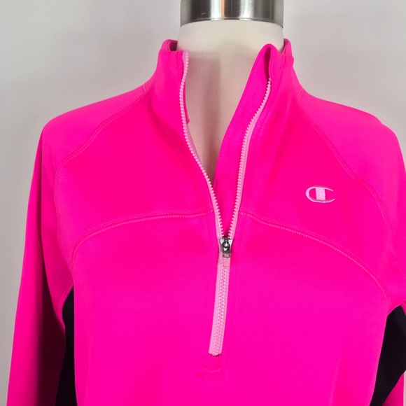 Champion Quarter Zip Fleece Pink w/ Black Sides L - Picture 3 of 8